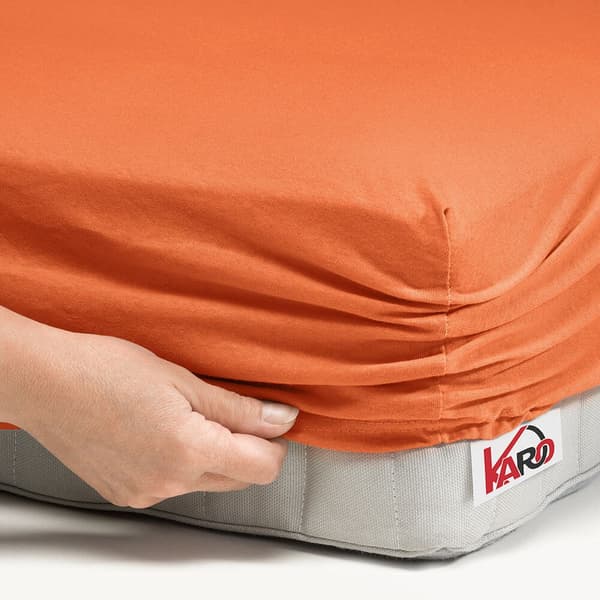 Jerseylagen med elastik 80x160 rød terra 025 tyk 150g/m2 KARO