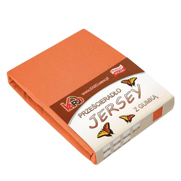 Jerseylagen med elastik 80x160 rød terra 025 tyk 150g/m2 KARO
