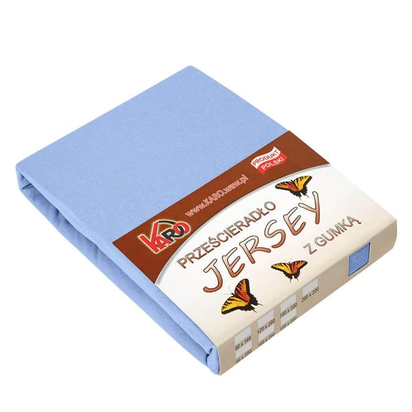 Jerseylakan med resårband 140x200 ljusblå 028 tjock 150g/m2 KARO