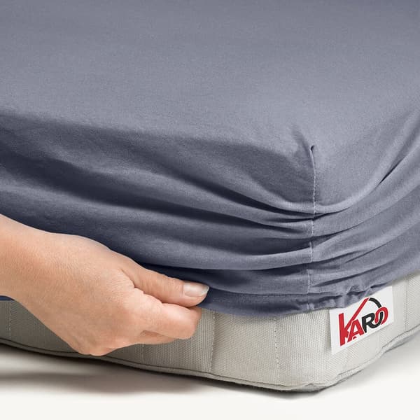 Jersey-arkki kuminauhalla 140x200 grafiitti 070 paksu 150g/m2 KARO