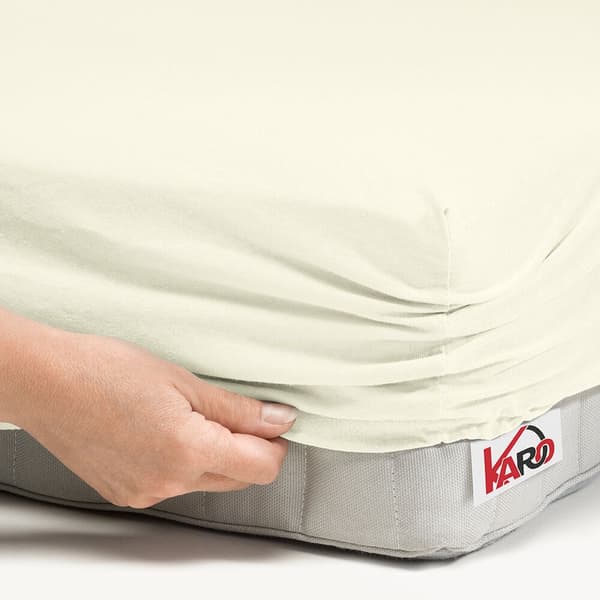 Jerseylagen med elastik 180x200 ekri 002 tyk 150g/m2 KARO