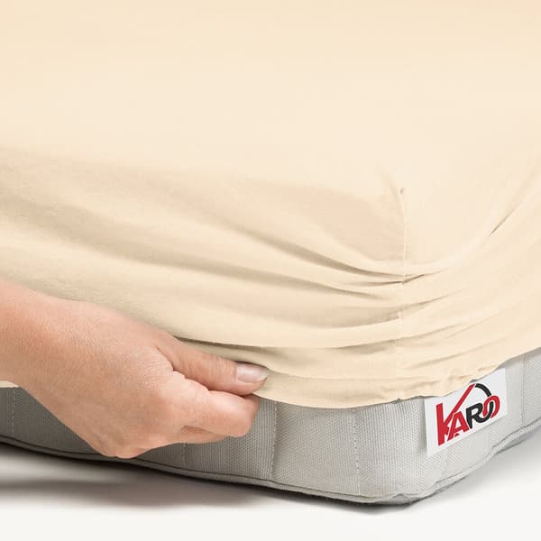 Jerseylakan med resårband 200x220 ljusbeige 008 tjock 150g/m2 KARO
