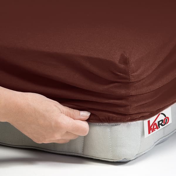 Jerseylagen med elastik 200x220 chokolade 042 tyk 150g/m2 KARO