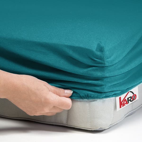 Jerseylakan med resårband 200x220 turkos hav 048 tjock 150g/m2 KARO