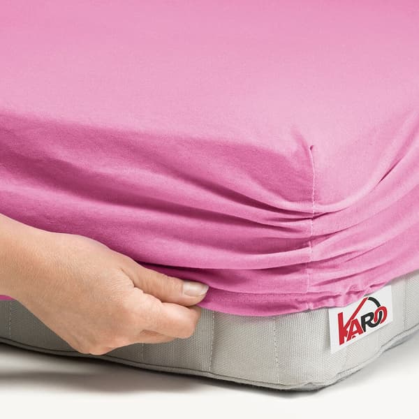Jerseylakan med resårband 90x200 rosa 020 tjock 150g/m2 KARO