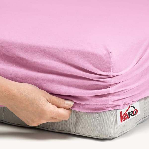 Jerseylagen med elastik 80x160 lys pink 018 tyk 150g/m2 KARO
