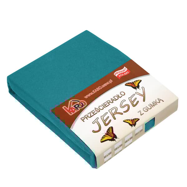 Jersey lagen med elastik 80x160 turkis hav 048 tyk 150g/m2 KARO