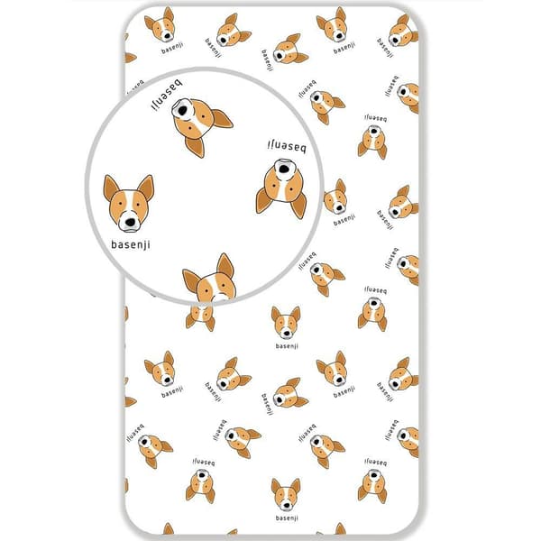 Bomuldslagen 90x200 Basenji Hundehunde hunde hvid brun 1026