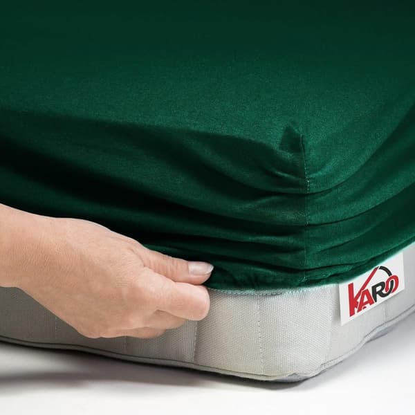 Jersey arkki kuminauhalla 160x200 pullonvihreä 074 paksu 150g/m2 KARO