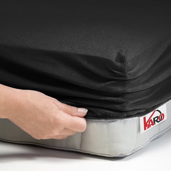 Jerseylagen med elastik 200x200 sort 044 tyk 150g/m2 KARO
