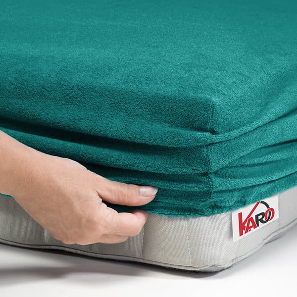 Terry lakana kuminauhalla 160x220 tumma turkoosi 016 paksu 200g/m2 KARO