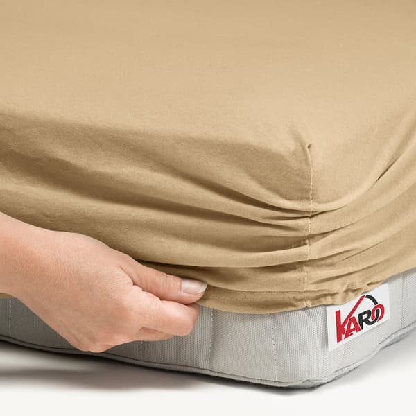 Jerseylagen med elastik 80x200 mørk beige 010 tyk 150g/m2 KARO