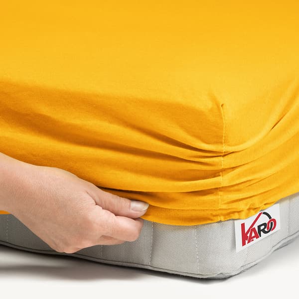 Jersey lakana kuminauhalla 220x240 sinappi aurinkoinen 005 paksu 150g/m2 KARO