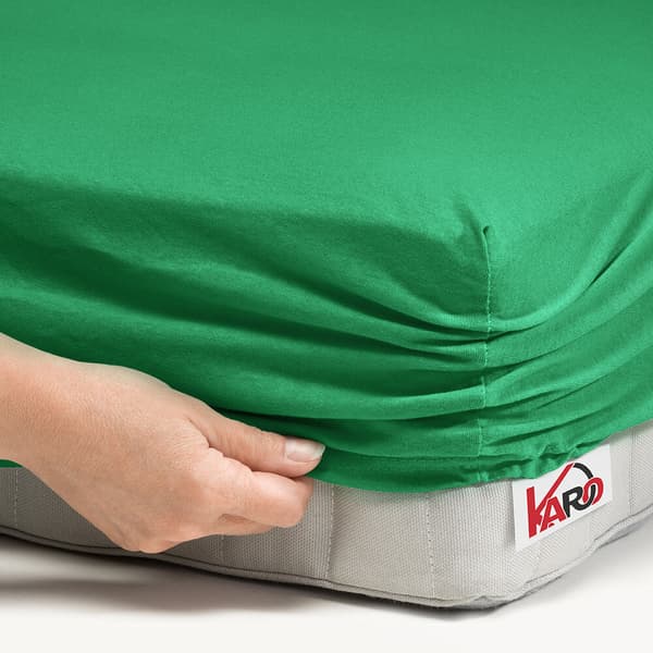 Jerseylagen med elastik 220x240 græsgrøn 049 tyk 150g/m2 KARO