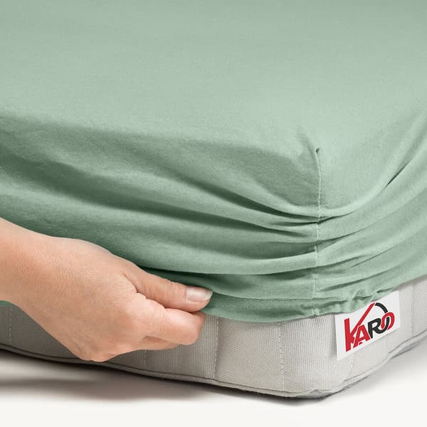 Jerseylagen med elastik 220x240 olivengrøn 013 tyk 150g/m2 KARO