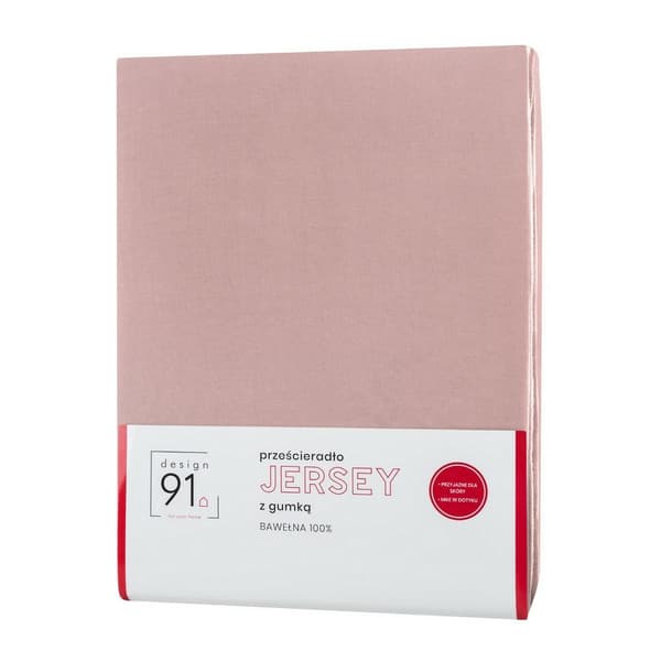 Jersey lakana kuminauhalla 120x200 puuteri pinkki korkealle patjalle 25 cm 125 g/m2