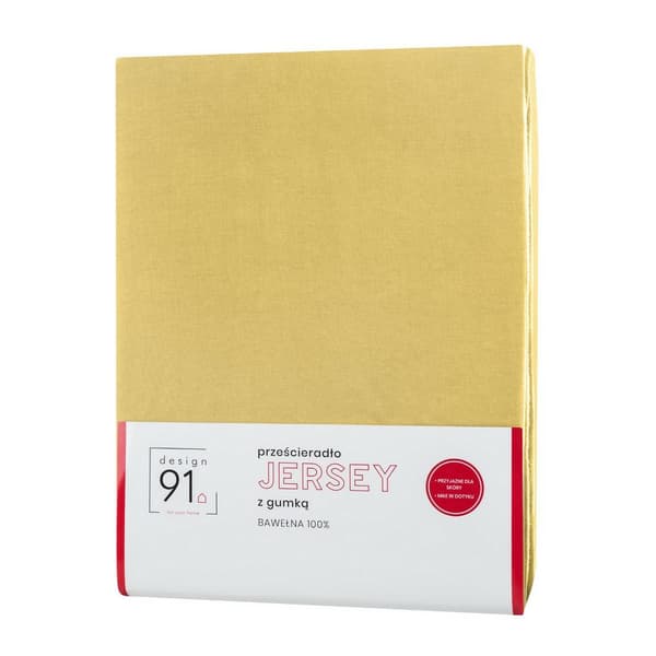 Jerseylagen med elastik 180x200, sennep, til højmadras 30 cm, 125 g/m2