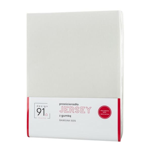 Jerseylakan med resårband 220x200 kräm för högmadrass 30 cm 125 g/m2