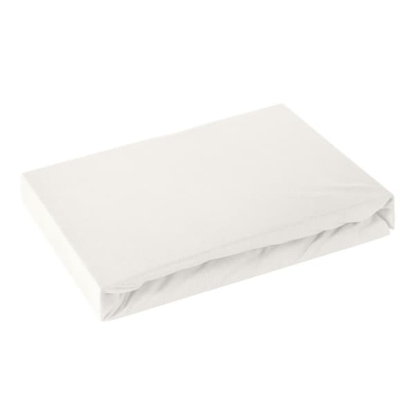 Jerseylakan med resårband 220x200 kräm för högmadrass 30 cm 125 g/m2