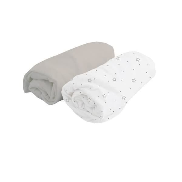 DOUX NID Uppsättning av 2 monterade ark Vit ärta / pärla 70x140 cm