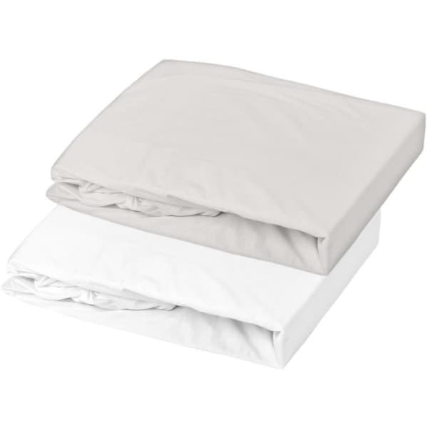 Set med 2 påslakan - DOMIVA - Jersey - 70x140 cm - Vit/pärla
