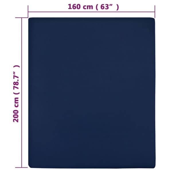 Dra-på-lakan jersey 2 st marinblå 160x200 cm bomull