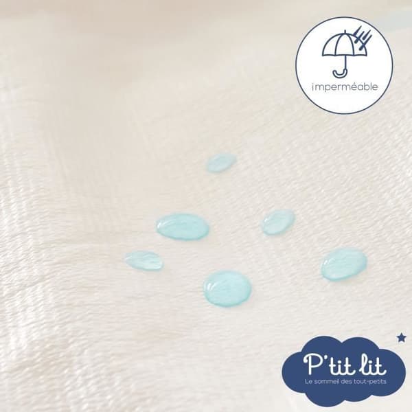 Set med 2 st Anti-Mite Baby Madrass Protector P'TIT LIT - Bouclette 100% bomull - Vattentät - 50x85 cm