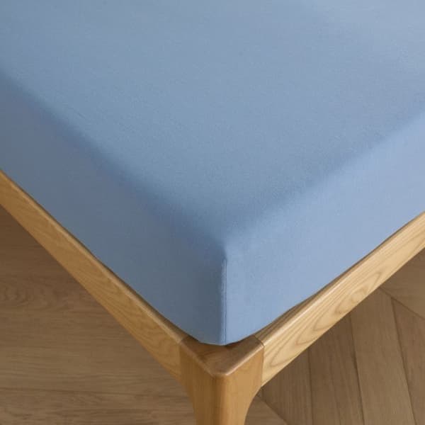 "Drift" påslakan renfärgad tvättad bomull 57 trådar/cm² alla storlekar - Soft Blue - 140 x 190 cm 30 cm keps