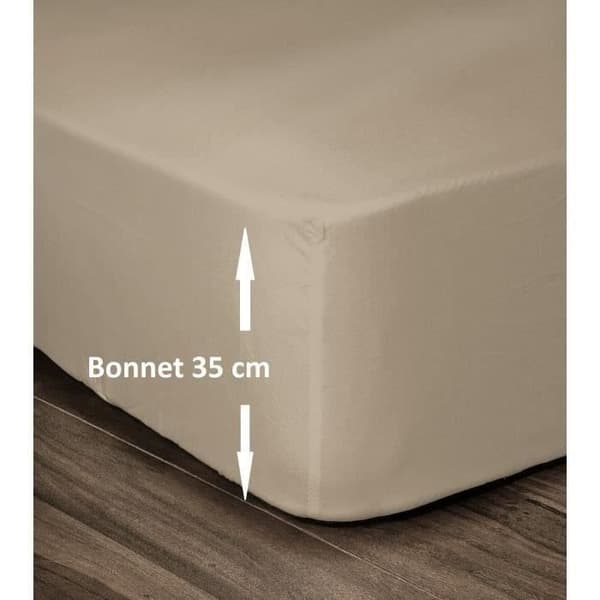 LOVELY HOME Monterat ark 100% bomull 180x200cm - hatt 35 cm - beige