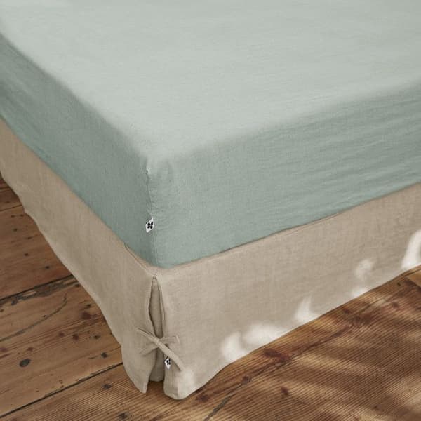 "Soline" påslakan alla storlekar Tvättat linne - Soline Eucalyptus - 140 x 190 cm 30 cm mössa