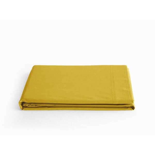 Platt lakan percal ren bomull kammade långa fibrer 80 trådar/cm² Sydvind - Senap - 270 x 300 cm för king size-säng