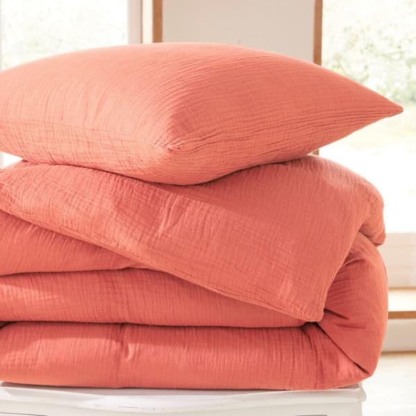 Komplett förpackning 3 stycken "Noah" bomullsgaze 140 x 200 för enkelsäng - Blush bomullsgaze