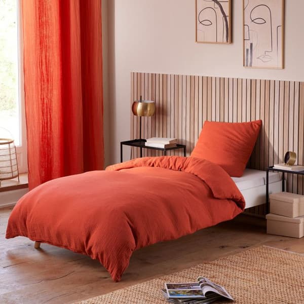 Komplett förpackning 3 stycken "Noah" bomullsgaze 140 x 200 för enkelsäng - Terracotta bomullsgaze