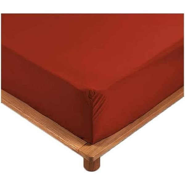 Drap Housse - Bomull - 140x190 cm - Röd - Kappa 30 cm - Enfärgad