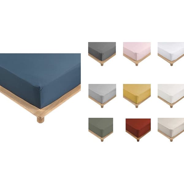 Drap Housse Percale - Bonnet 30 Cm - 160x200cm - blå
