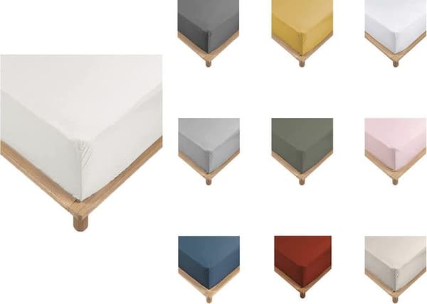 Drap Housse - Percale - 180x200cm - Vit - Bonnet 30cm - 78 trådar/cm²
