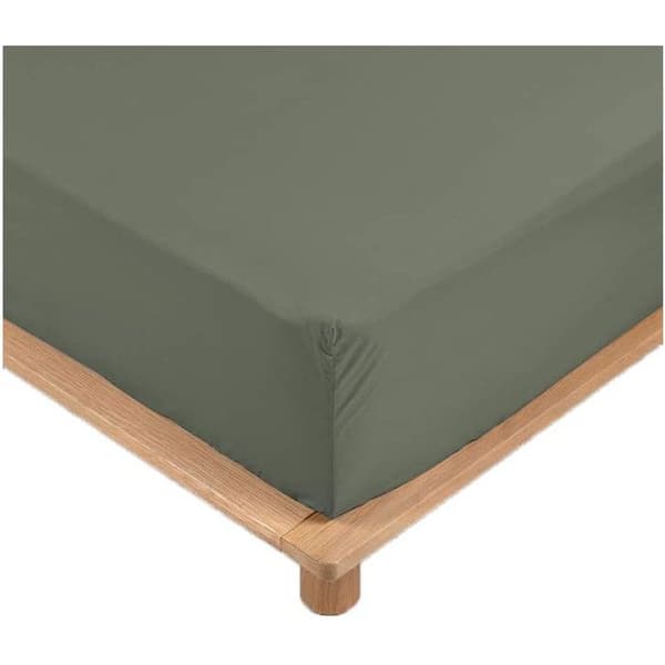 Drap Housse - Bonnet 30 Cm - Percale av Bomull - 160x200cm - Kaki - Enfärgad