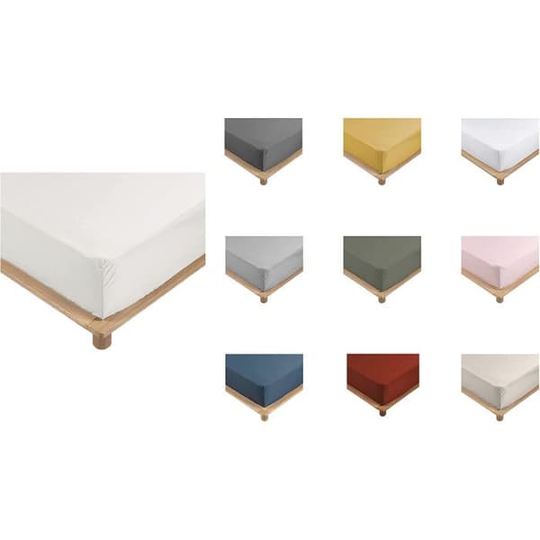 Drap Housse - Percale - Ecru - 90x190cm - Bonnet 30cm - 78 trådar/cm²