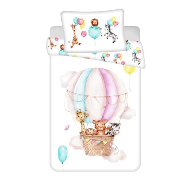 Påslakanset - AC-Déco - "Mont air balloon" babybäddset i bomull - 100 x 135 cm