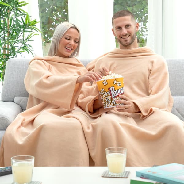 Dubbel ärmfilt med mittenplacerad ficka Doublanket InnovaGoods - Blå