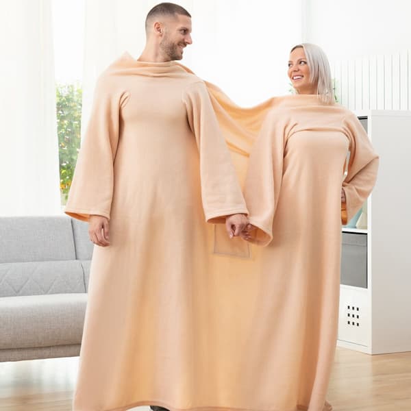 Dubbel ärmfilt med mittenplacerad ficka Doublanket InnovaGoods - Blå
