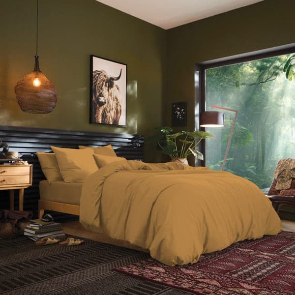 Lakan 160 x 200 cm 30 cm keps "Premium" för dubbelsäng - Premium Yellow
