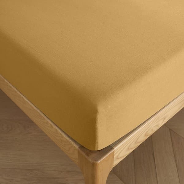 Lakan 180 x 200 cm 30 cm keps "Premium" för king size dubbelsäng - Premium Yellow