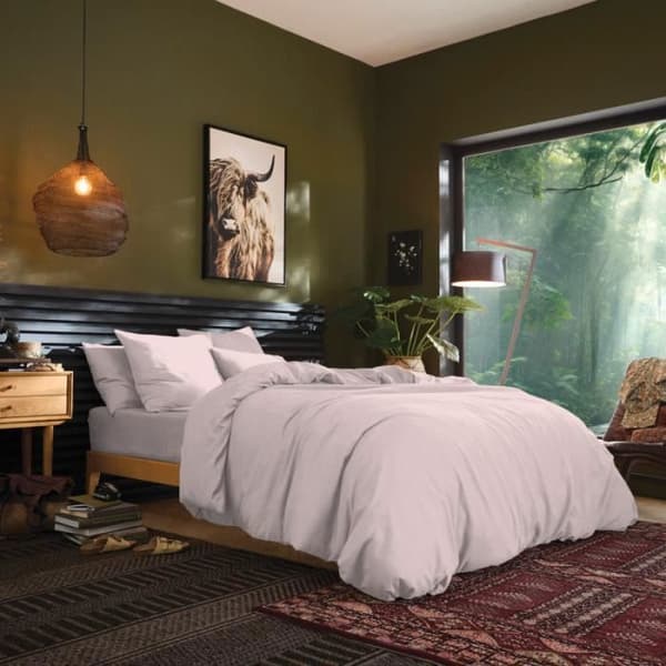 Lakan 90 x 190 cm, 30 cm keps "Premium" för enkelsäng - Premium Rose Dragée