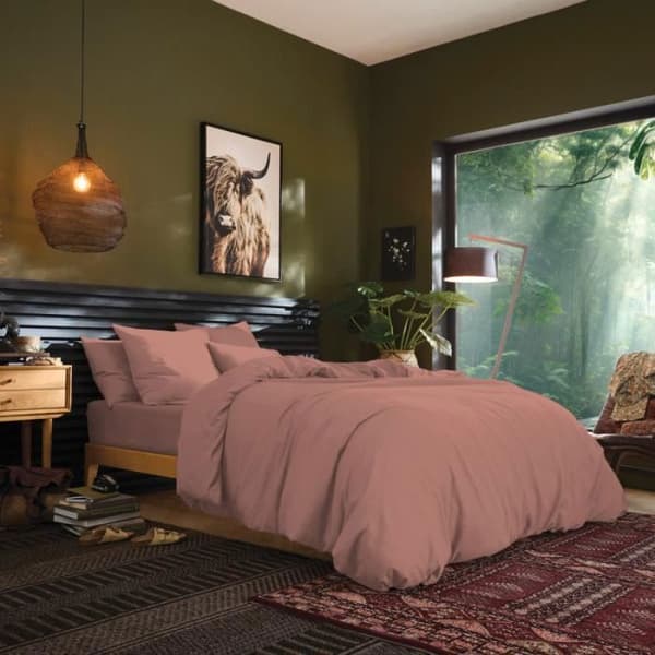 Lakan 160 x 200 cm, 30 cm keps "Premium" för dubbelsäng - Premium Old Rose