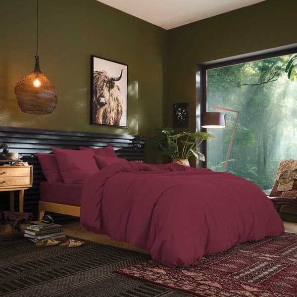 Lakan 180 x 200 cm, 30 cm keps "Premium" för king size dubbelsäng - Premium Granat