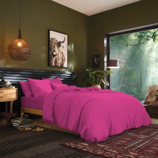 Lakan 160 x 200 cm 30 cm keps "Premium" för dubbelsäng - Premium Magenta