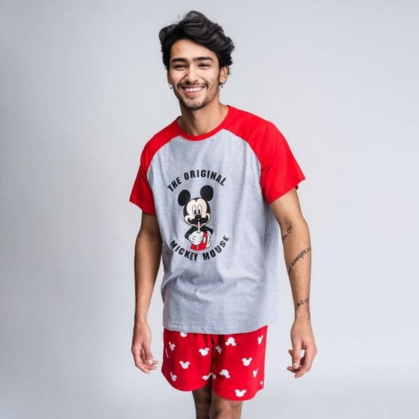 Pyjamat Mickey Mouse Punainen (Aikuisten) Miehet Harmaa - S