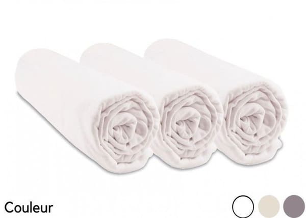 Set med 3 lakan i ekologisk bomull för 32x72 säng - EASY DORT - Vit - Baby - Rektangulär