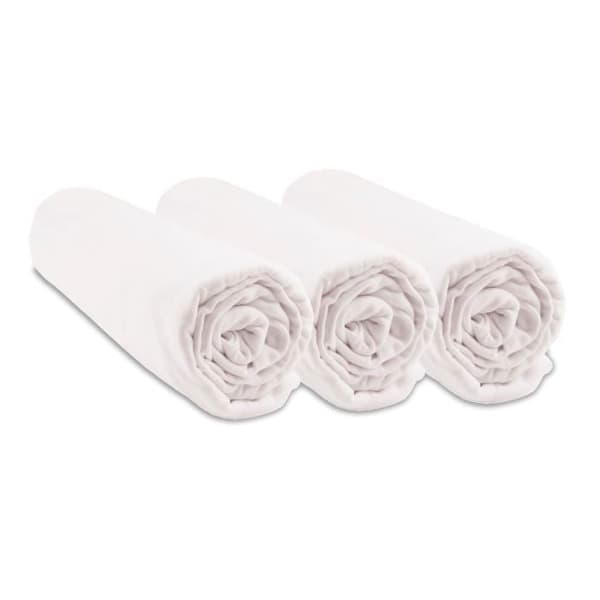 Set med 3 lakan i ekologisk bomull för 32x72 säng - EASY DORT - Vit - Baby - Rektangulär